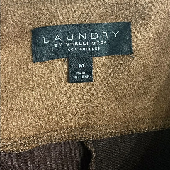 LAUNDRY BY SHELLI SEGAL Pants Faux Suede Leather Pull-On Brown Women’s M - Picture 9 of 10